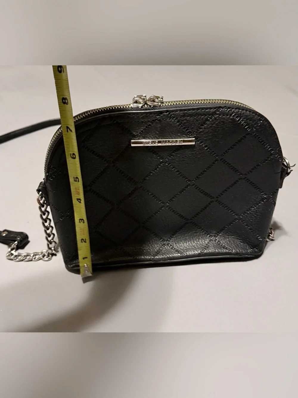 Steve Madden Quilted Crossbody Bag in Black with Chain Strap